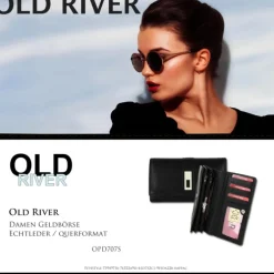 Old River Portemonnaie Querformat Leder schwarz OPD707S