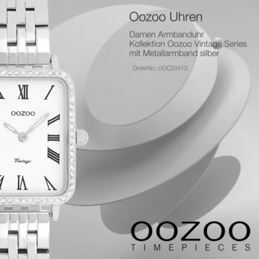 Oozoo Damen Armbanduhr OOZOO Vintage Analog Metallband silber UOC20413