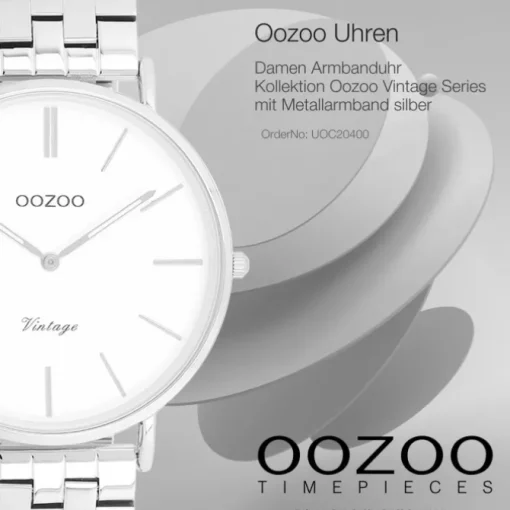 Oozoo Damen Armbanduhr OOZOO Vintage Analog Metallband silber UOC20400