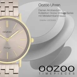 Oozoo Damen Armbanduhr OOZOO Vintage Analog Metallband taupe braun UOC20409