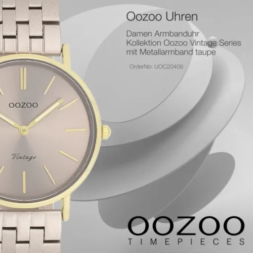 Oozoo Damen Armbanduhr OOZOO Vintage Analog Metallband taupe braun UOC20409