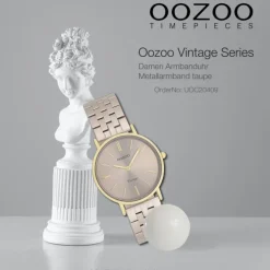 Oozoo Damen Armbanduhr OOZOO Vintage Analog Metallband taupe braun UOC20409