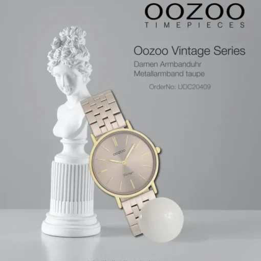 Oozoo Damen Armbanduhr OOZOO Vintage Analog Metallband taupe braun UOC20409