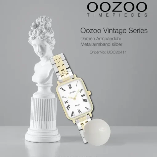 Oozoo Damen Armbanduhr OOZOO Vintage Analog Metallband silber gold UOC20411