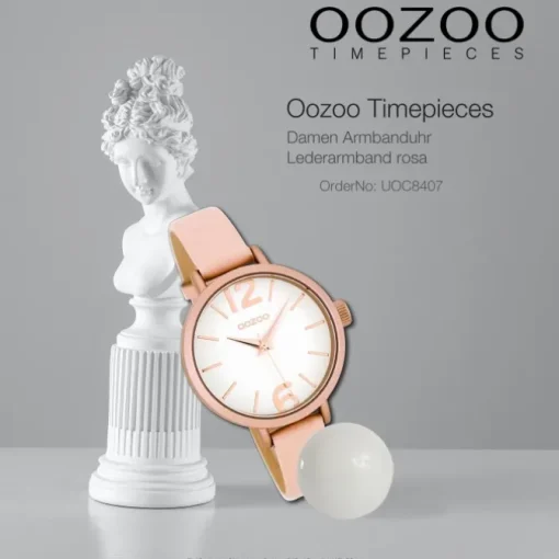 Oozoo Damen Armbanduhr rosa Timepieces Quarz C8407 Lederarmband rosa UOC8407