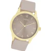 Oozoo Damen Armbanduhr Timepieces Analog Leder hellgrau taupe UOC11328