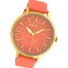 Oozoo Damen Armbanduhr Timepieces Analog Leder pfirsichrosa UOC10660
