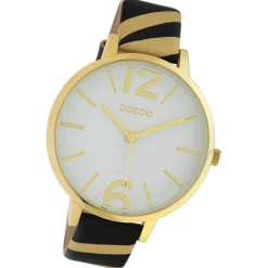 Oozoo Damen Armbanduhr Timepieces Analog Leder beige schwarz UOC10213