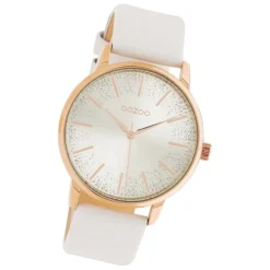 Oozoo Damen Armbanduhr Timepieces C10715 Analog Leder weiß UOC10715