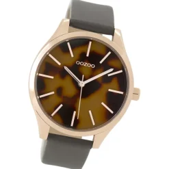 Oozoo Damen Armbanduhr Timepieces Analog Leder grau UOC9504A