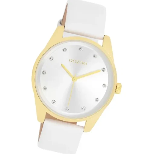 Oozoo Damen Armbanduhr Timepieces Analog Leder weiß UOC11159