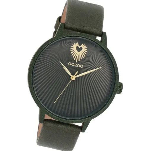Oozoo Damen Armbanduhr Timepieces Analog Leder forest grün UOC11248