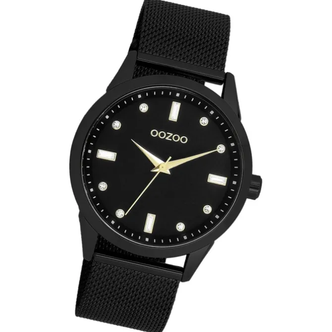 Oozoo Damen Armbanduhr Timepieces Analog Metall schwarz UOC11284