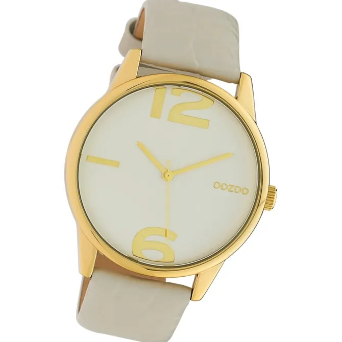 Oozoo Damen Armbanduhr Timepieces Analog Leder hellgrau UOC10375