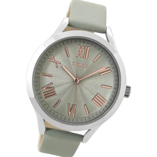 Oozoo Damen Armbanduhr Timepieces Analog Leder grau UOC9477A