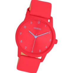 Oozoo Damen Armbanduhr Timepieces Analog Lederband rot UOC11465