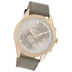 Oozoo Damen Armbanduhr Timepieces C10802 Analog Leder grau UOC10802