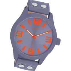 Oozoo Damen Armbanduhr Timepieces Analog Lederband dunkelgrau graublau UOC00900
