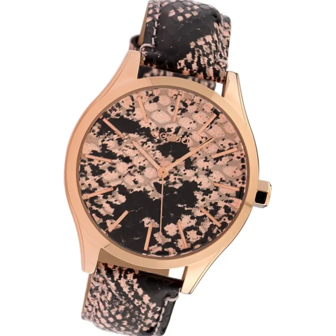 Oozoo Damen Armbanduhr Timepieces Analog Leder schwarz hellbraun UOC10430