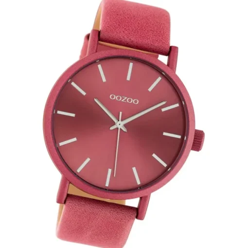 Oozoo Damen Armbanduhr Timepieces Analog Leder rot pink UOC10449