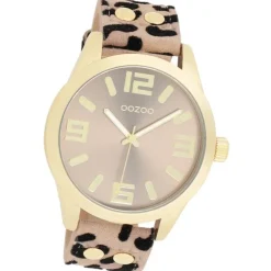 Oozoo Damen Armbanduhr Timepieces Analog Lederband beige schwarz UOC1097A