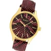 Oozoo Damen Armbanduhr Timepieces Analog Leder pink schwarz UOC10433