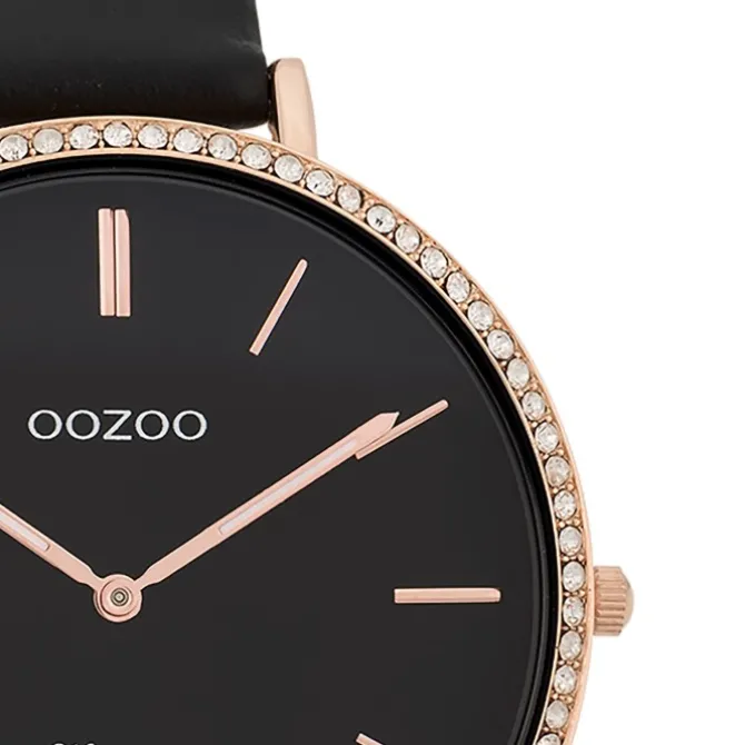 Oozoo Damen Armbanduhr Timepieces Analog Leder schwarz UOC9804A