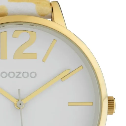 Oozoo Damen Armbanduhr Timepieces Analog Leder weiß gelb UOC10209