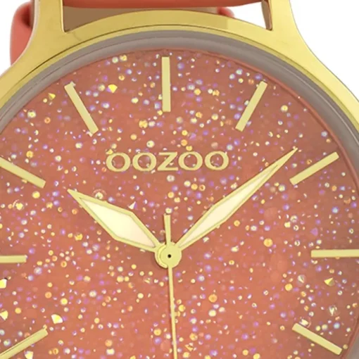 Oozoo Damen Armbanduhr Timepieces Analog Leder pfirsichrosa UOC10660