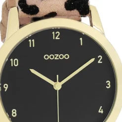 Oozoo Damen Armbanduhr Timepieces Analog Lederband beige schwarz UOC11373
