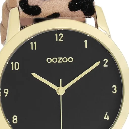 Oozoo Damen Armbanduhr Timepieces Analog Lederband beige schwarz UOC11373