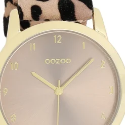 Oozoo Damen Armbanduhr Timepieces Analog Lederband beige schwarz UOC11372