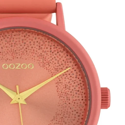 Oozoo Damen Armbanduhr Timepieces Analog Leder pfirsichrosa UOC10580