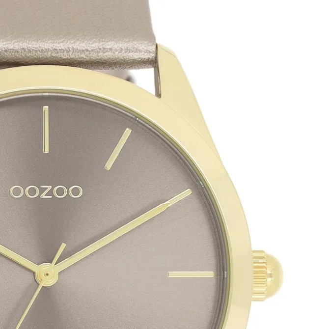 Oozoo Damen Armbanduhr Timepieces Analog Leder taupe braun UOC11333