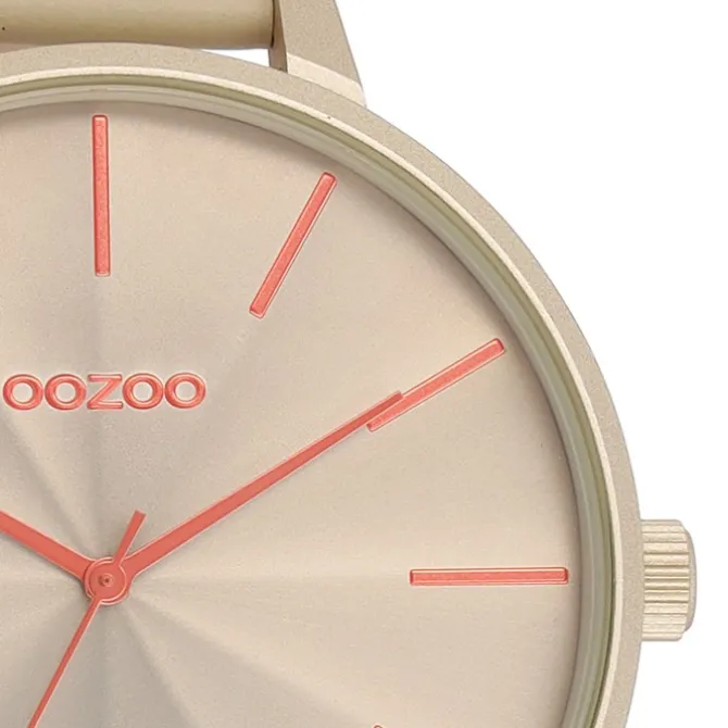 Oozoo Damen Armbanduhr Timepieces Analog Leder hellgrau UOC11251