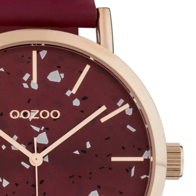 Oozoo Damen Armbanduhr Timepieces Analog Leder weinrot UOC10412