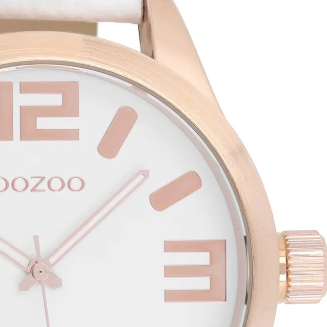 Oozoo Damen Armbanduhr Timepieces Analog Leder weiß rosegold UOC1100A