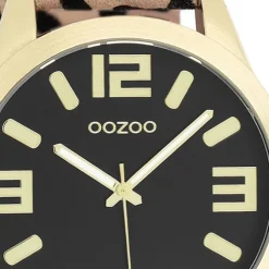 Oozoo Damen Armbanduhr Timepieces Analog Lederband beige schwarz UOC1098A