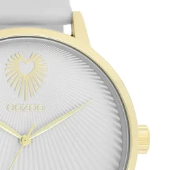 Oozoo Damen Armbanduhr Timepieces Analog Leder light grau UOC11240