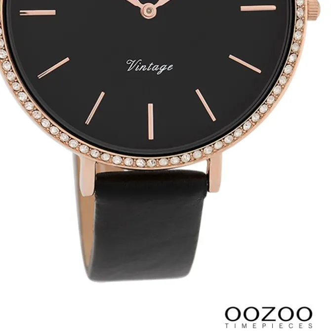 Oozoo Damen Armbanduhr Timepieces Analog Leder schwarz UOC9804A