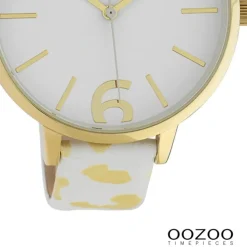Oozoo Damen Armbanduhr Timepieces Analog Leder weiß gelb UOC10209
