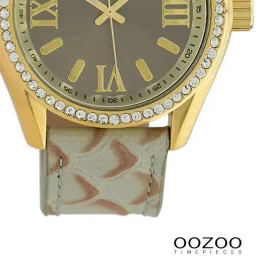 Oozoo Damen Armbanduhr Timepieces Analog Leder grau hellbraun UOC10272