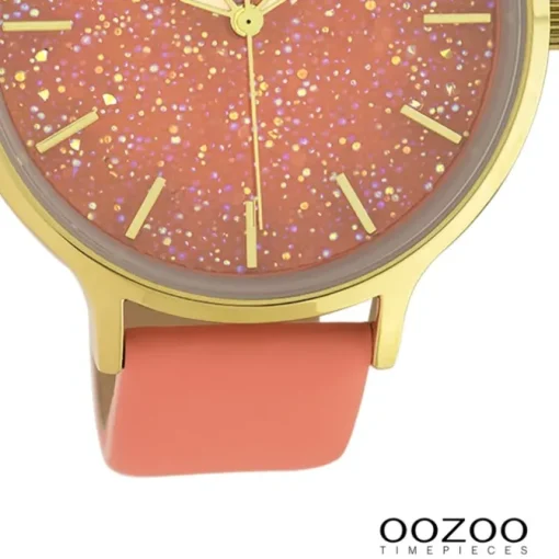 Oozoo Damen Armbanduhr Timepieces Analog Leder pfirsichrosa UOC10660