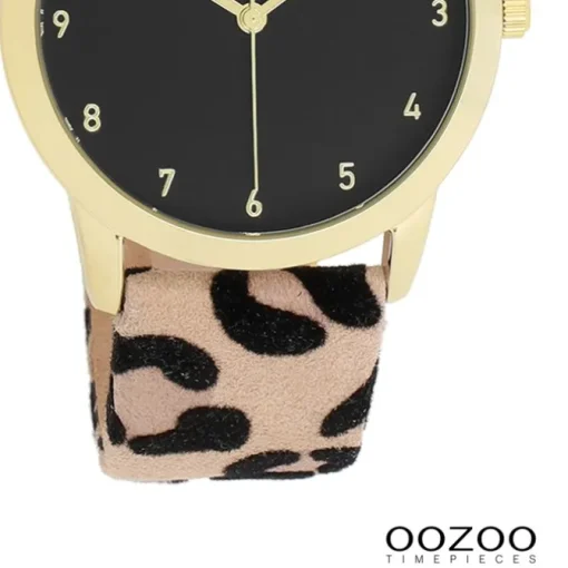 Oozoo Damen Armbanduhr Timepieces Analog Lederband beige schwarz UOC11373