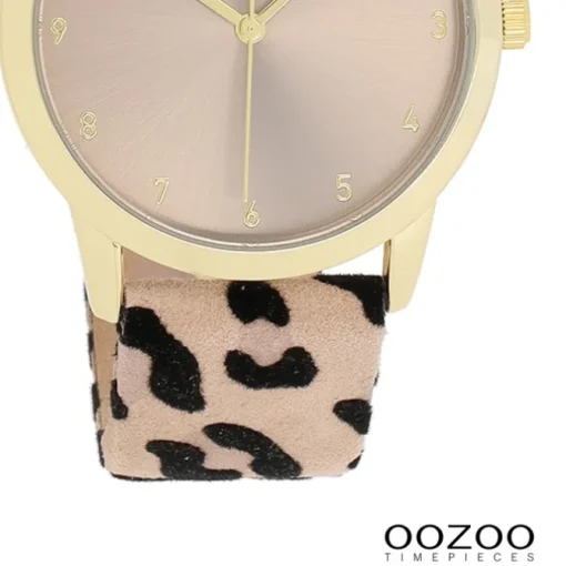 Oozoo Damen Armbanduhr Timepieces Analog Lederband beige schwarz UOC11372
