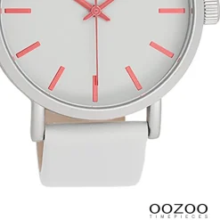 Oozoo Damen Armbanduhr Timepieces Analog Leder grau UOC11180