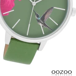 Oozoo Damen Armbanduhr Timepieces Analog Leder grün UOC11065