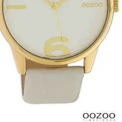 Oozoo Damen Armbanduhr Timepieces Analog Leder hellgrau UOC10375
