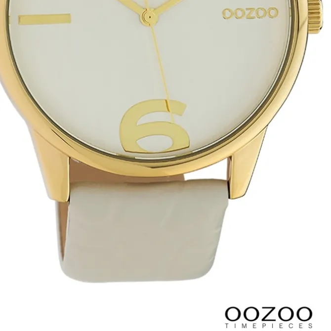 Oozoo Damen Armbanduhr Timepieces Analog Leder hellgrau UOC10375