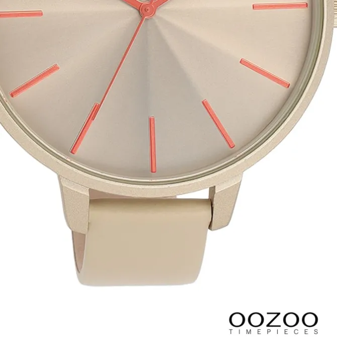 Oozoo Damen Armbanduhr Timepieces Analog Leder hellgrau UOC11251